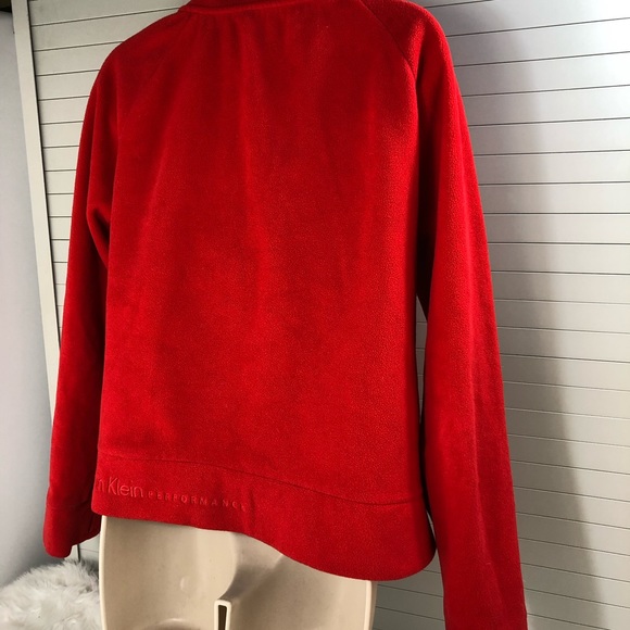 Calvin Klein Women Red Performance Full Zip Fleece Jacket L - Picture 5 of 6